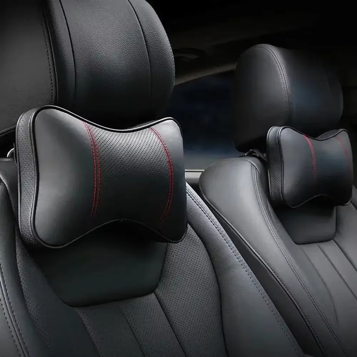 Ergonomic Leather Car Headrest – Adjustable Comfort Neck Support Cushion