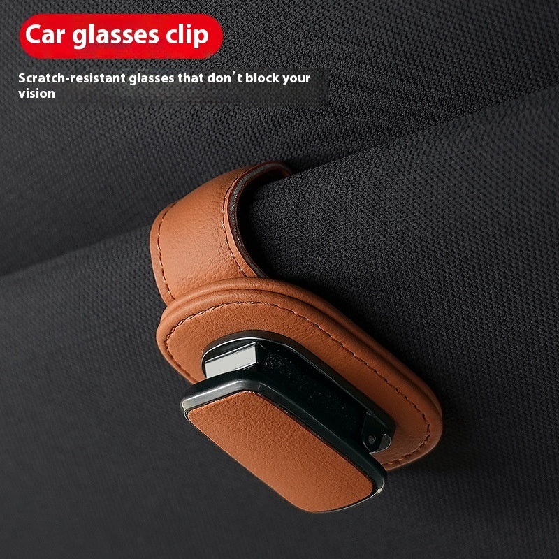 Leather Car Sunglasses Holder – Magnetic Clip for Visor | Premium Car Glasses Frame