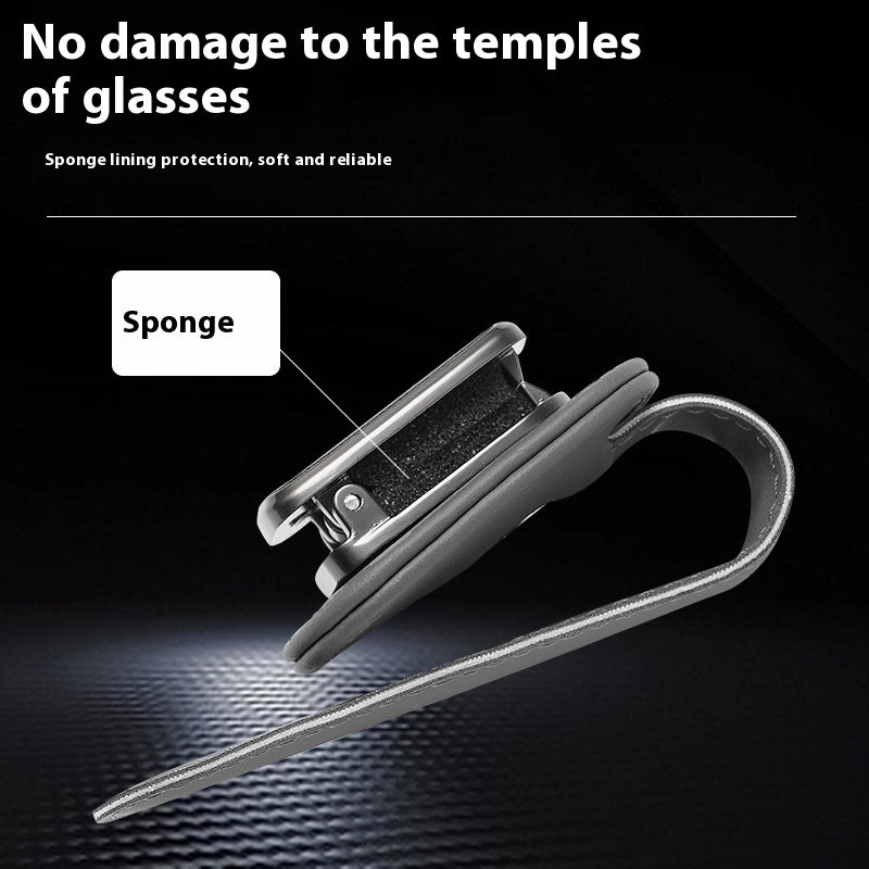 Leather Car Sunglasses Holder – Magnetic Clip for Visor | Premium Car Glasses Frame