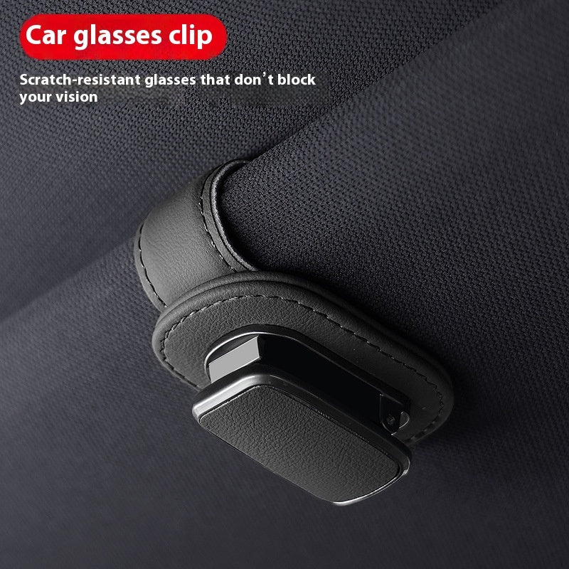 Leather Car Sunglasses Holder – Magnetic Clip for Visor | Premium Car Glasses Frame