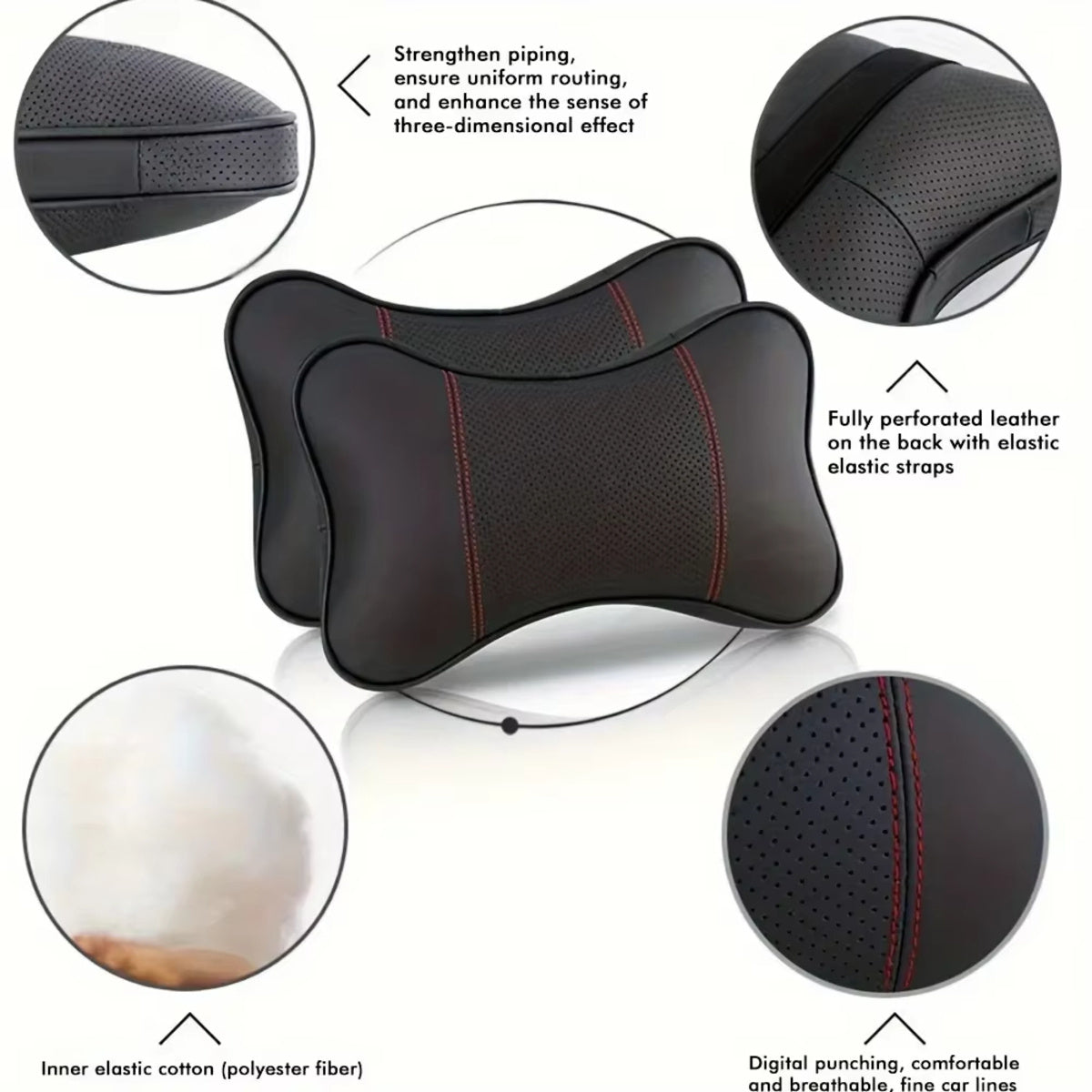 Ergonomic Leather Car Headrest – Adjustable Comfort Neck Support Cushion