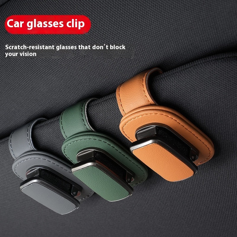 Leather Car Sunglasses Holder – Magnetic Clip for Visor | Premium Car Glasses Frame