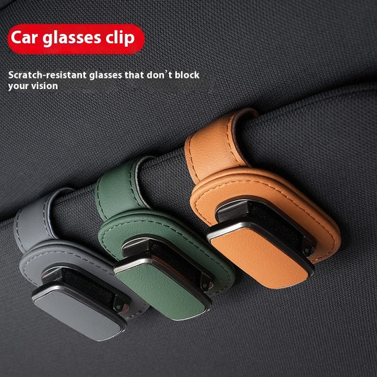 Leather Car Sunglasses Holder – Magnetic Clip for Visor | Premium Car Glasses Frame