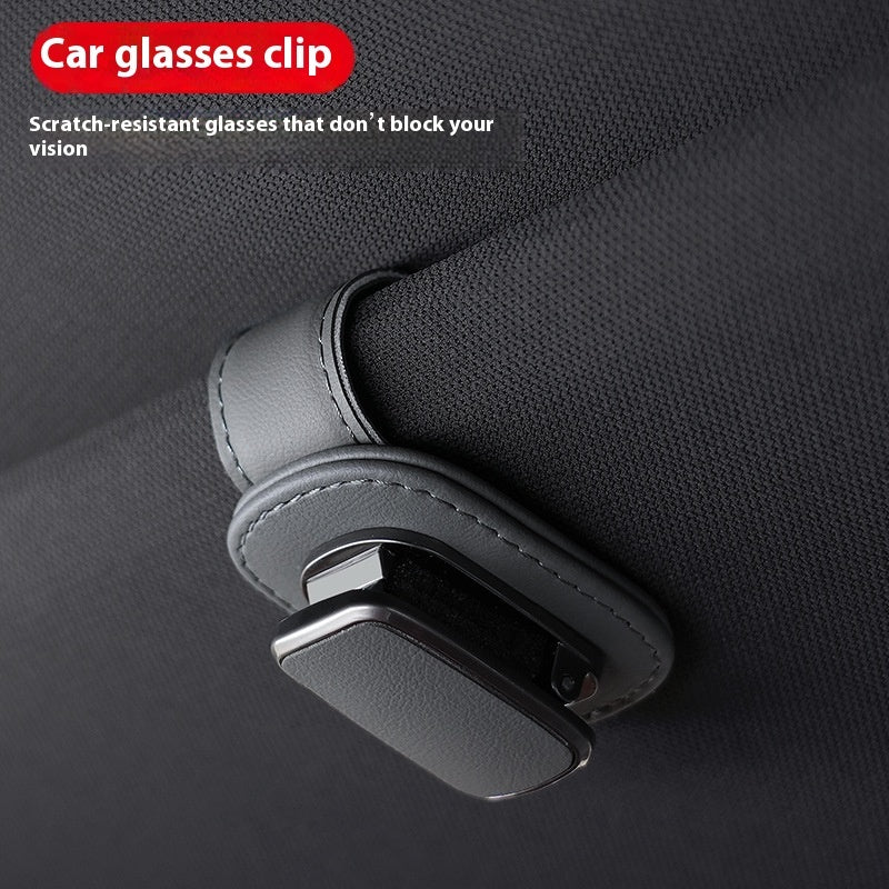 Leather Car Sunglasses Holder – Magnetic Clip for Visor | Premium Car Glasses Frame