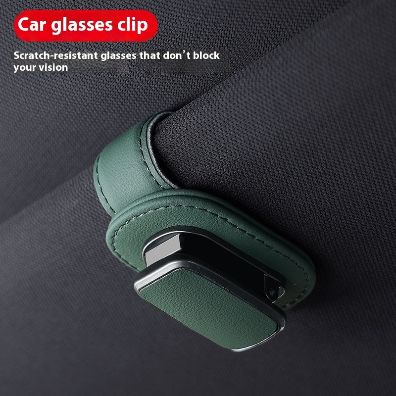 Leather Car Sunglasses Holder – Magnetic Clip for Visor | Premium Car Glasses Frame