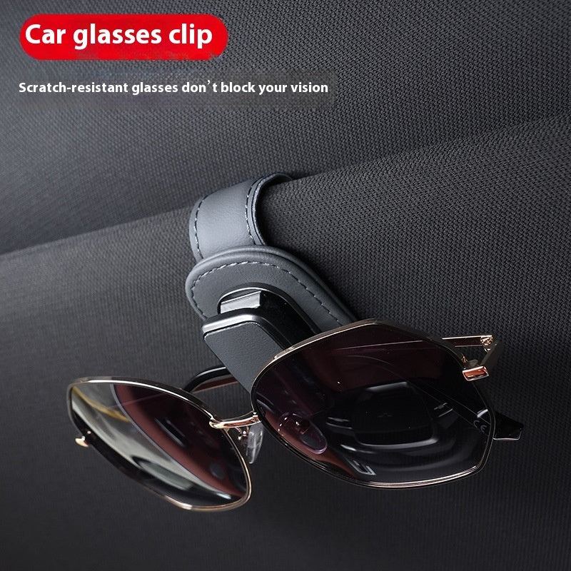 Leather Car Sunglasses Holder – Magnetic Clip for Visor | Premium Car Glasses Frame